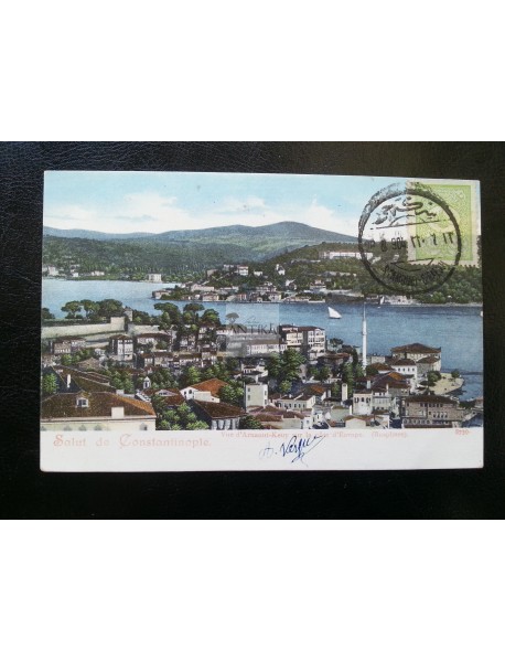 OSMANLI ARNAVUTKÖY ve BOĞAZ MANZARASI KARTPOSTAL 1904