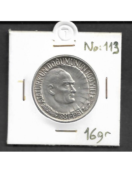 GÜMÜŞ ATATÜRK'ün DOĞUMUNUN 100.YILI HATIRA PARA / 1981